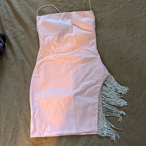 OH POLLY PINK EMBELLISHED MINI DRESS